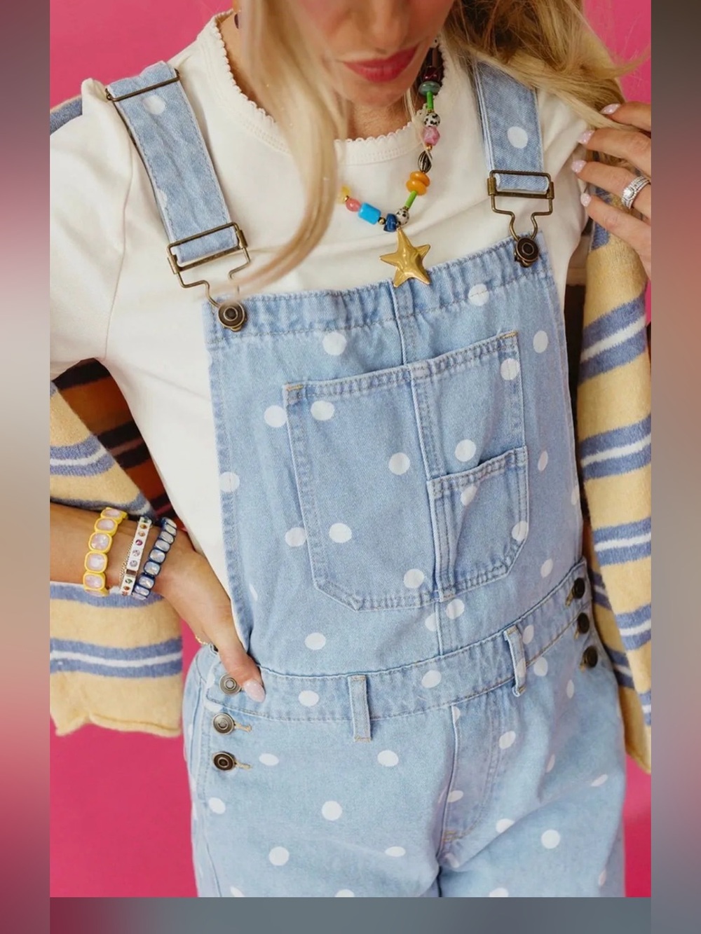 PEACH LOVE POLKA DOT BARREL OVERALL
BRAND NEW 
 MEDIUM LARGE AVAILABLE - Picture 4 of 7